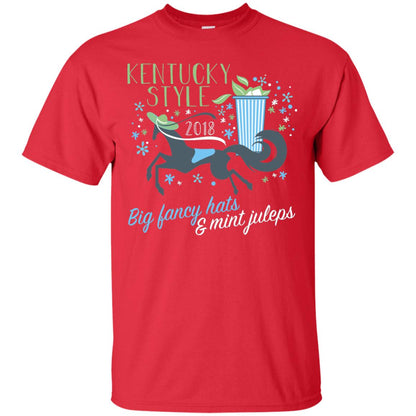 Kentucky Style Horse Big Funny Hats And Mint Juleps 2018 Shirt Red