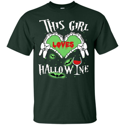 This Girl Loves Hallo-wine Funny Halloween Shirt For Wine Lovers Forest