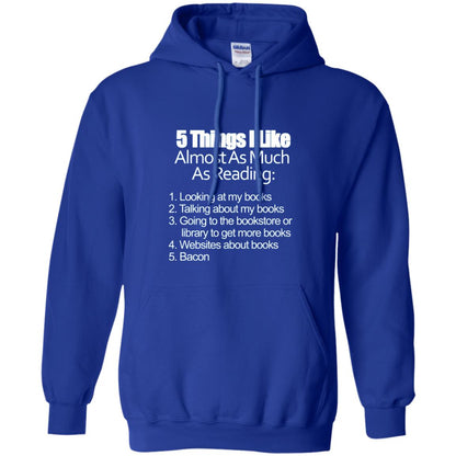 5 Things I Like Almost As Much As Reading Love Bacon T-shirt Royal