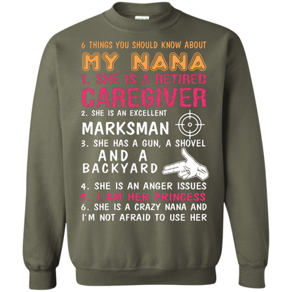 Family T-Shirt 6 Things You Should Know About My Nana Military Green
