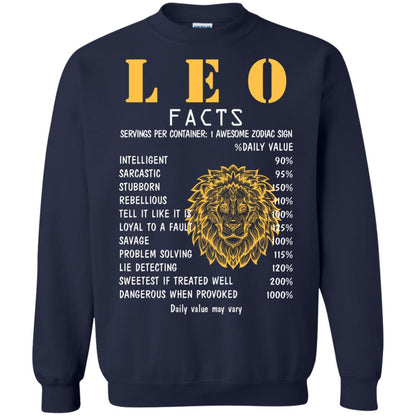 Leo Facts 1 Awesome Zodiac Sign Gift Shirt For Leo Horoscope Navy