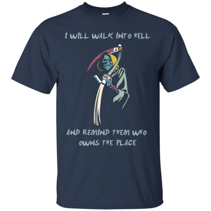 I Will Walk To Hell And Remind Them T-shirt Navy