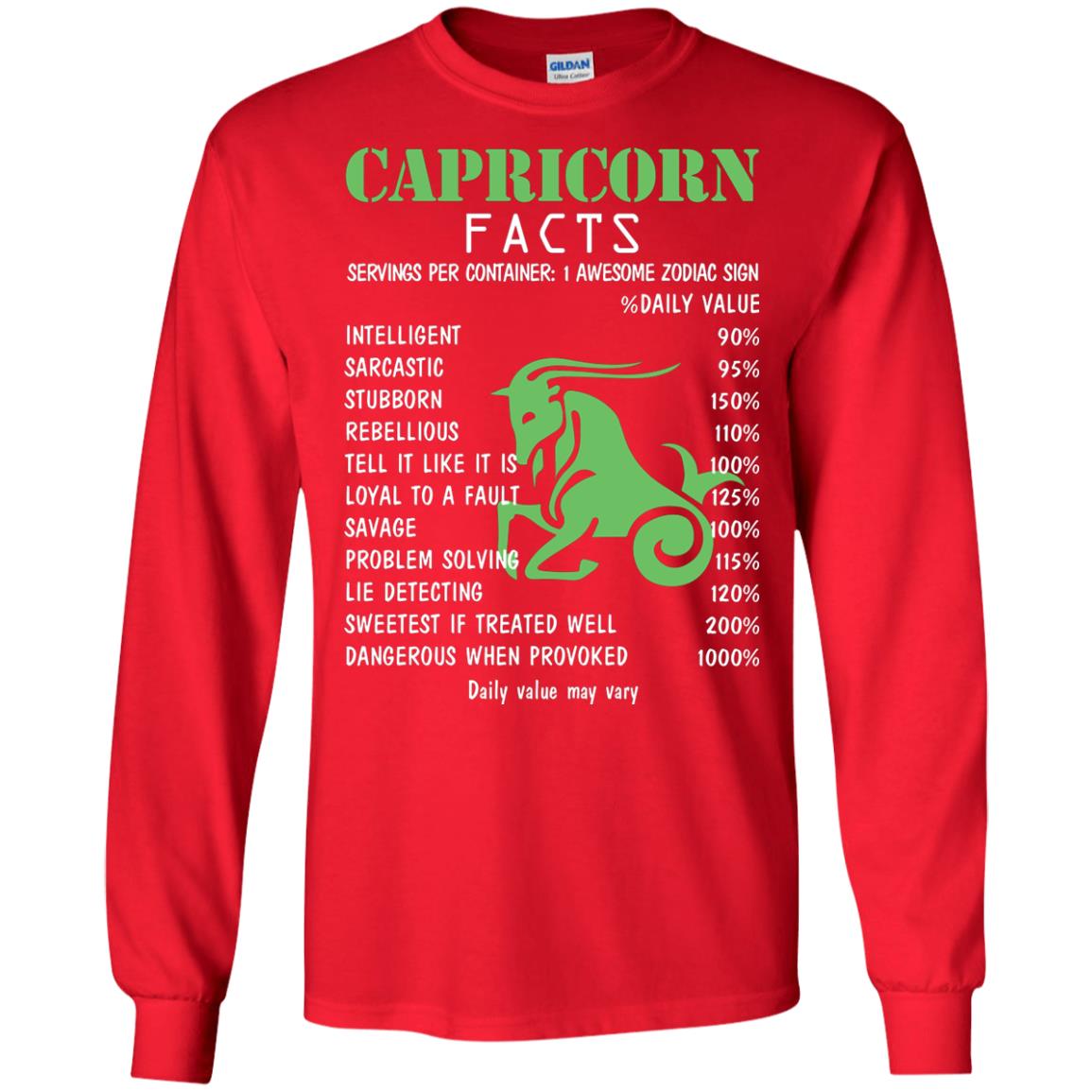 Capricorn Facts 1 Awesome Zodiac Sign Gift Shirt For Capricorn Horoscope Red