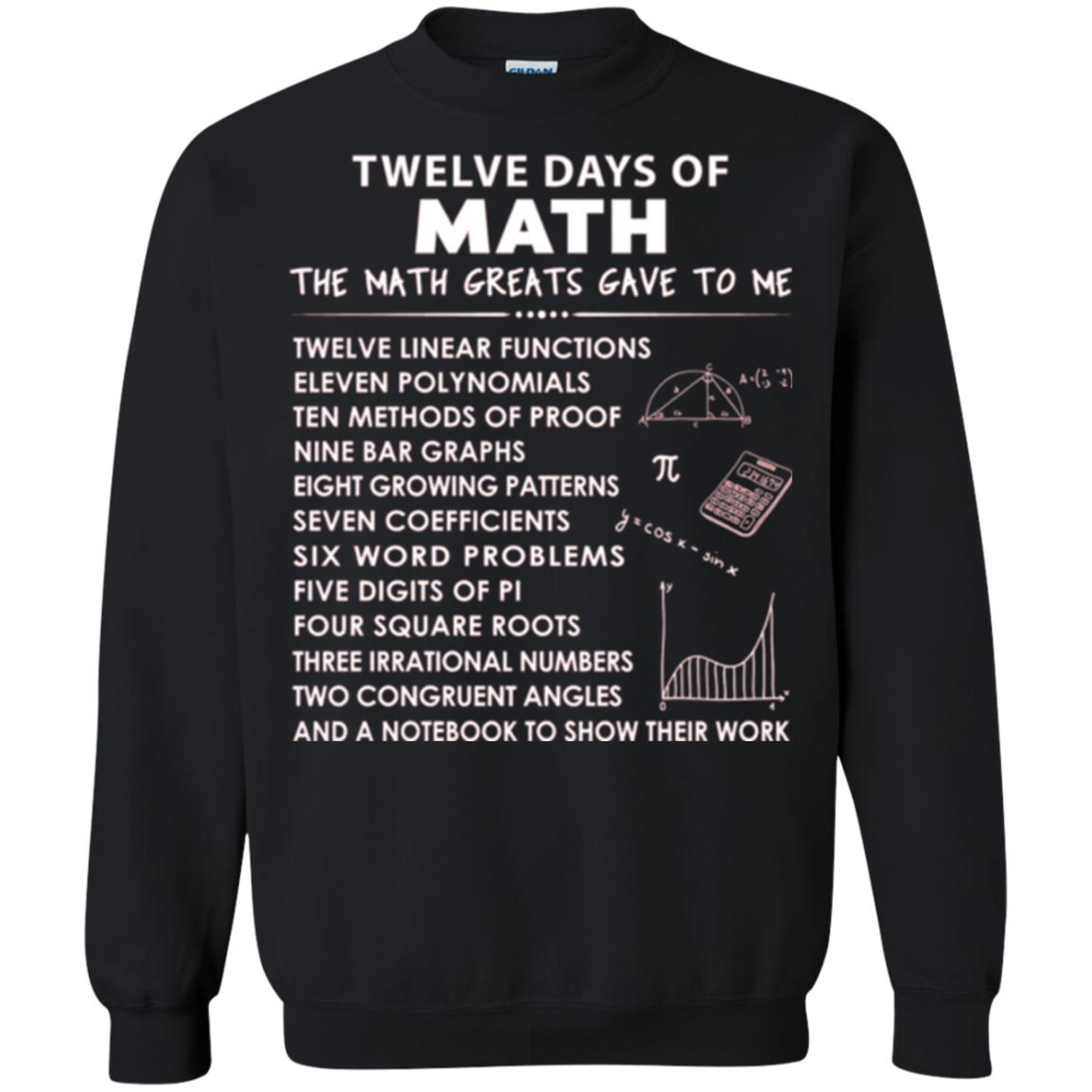 Math T-shirt Twelve Days Of Math Black