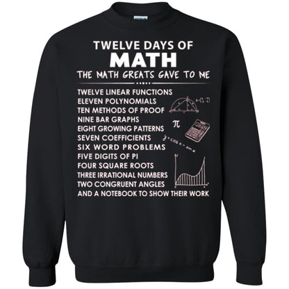 Math T-shirt Twelve Days Of Math Black