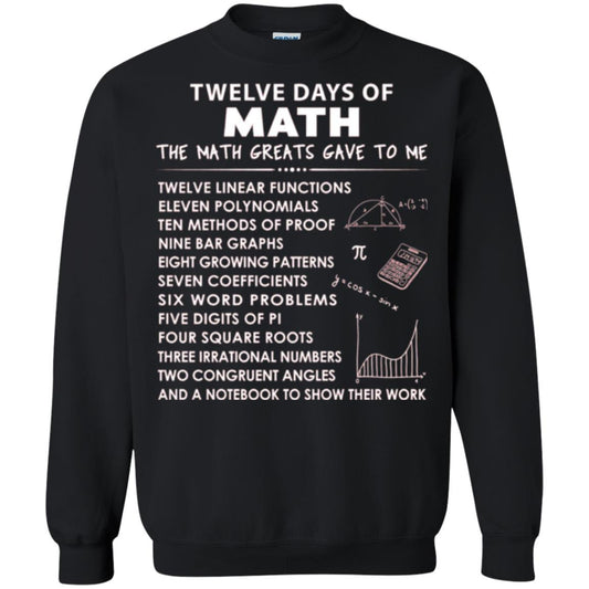 Math T-shirt Twelve Days Of Math Black