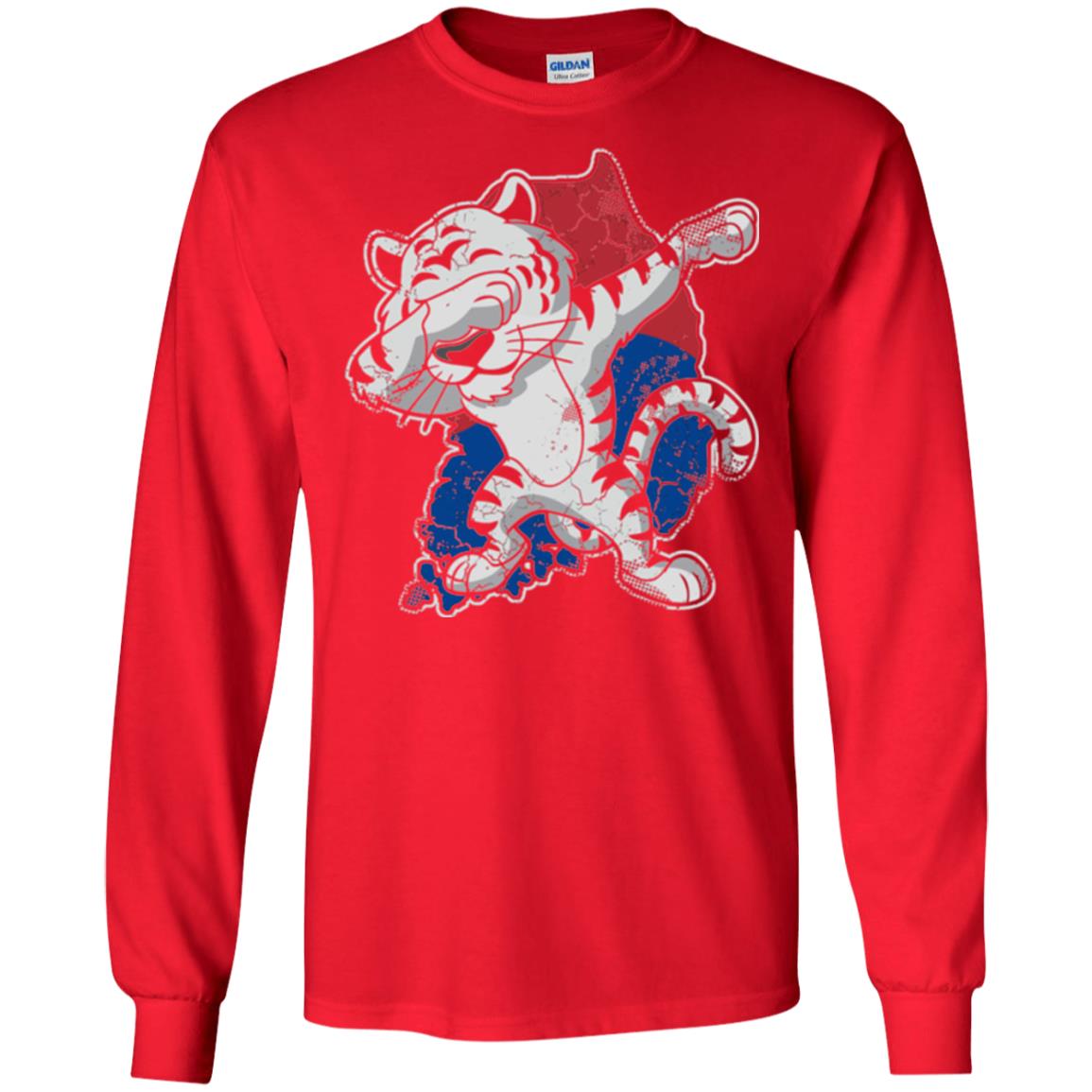 Dabbing White Tiger South Korea Flag T-shirt Red