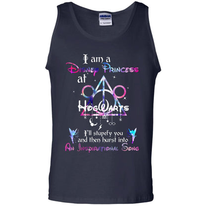 I Am A Disney Pricess At Hogwarts Harry Potter Shirt= G220 Gildan 100% Cotton Tank Top Navy