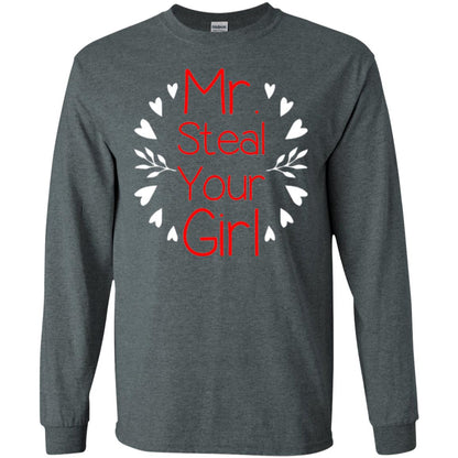 Funny Valentines Day Shirt Mr Steal Your Girl Dark Heather