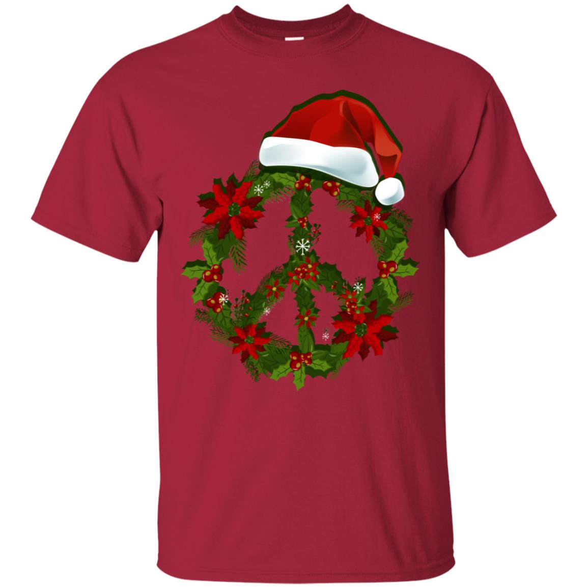 Peace Sign Christmas Wreath Gift Shirt For Men Women Kids Cardinal