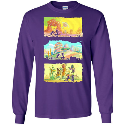 Movie T-Shirt Running Silhouettes On Alien Land Purple
