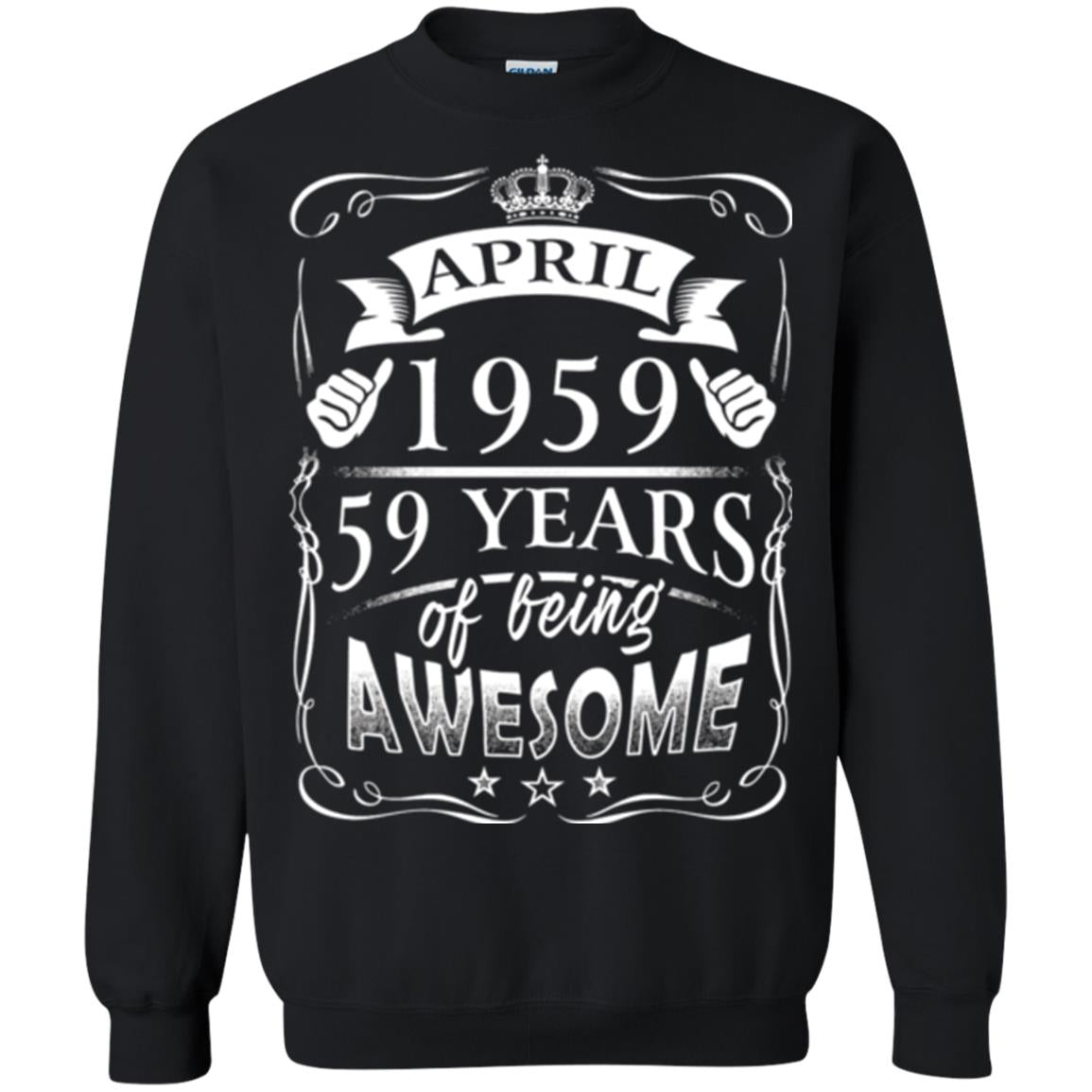 59th Birthday T-shirt April 1959 59 Years Of Being Awesome Black
