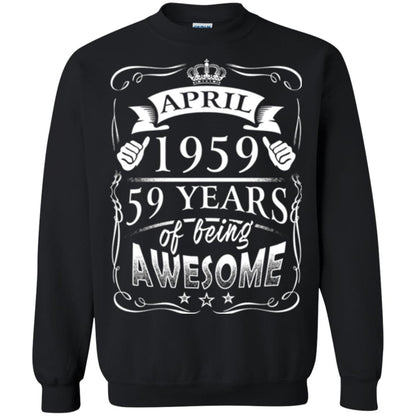 59th Birthday T-shirt April 1959 59 Years Of Being Awesome Black