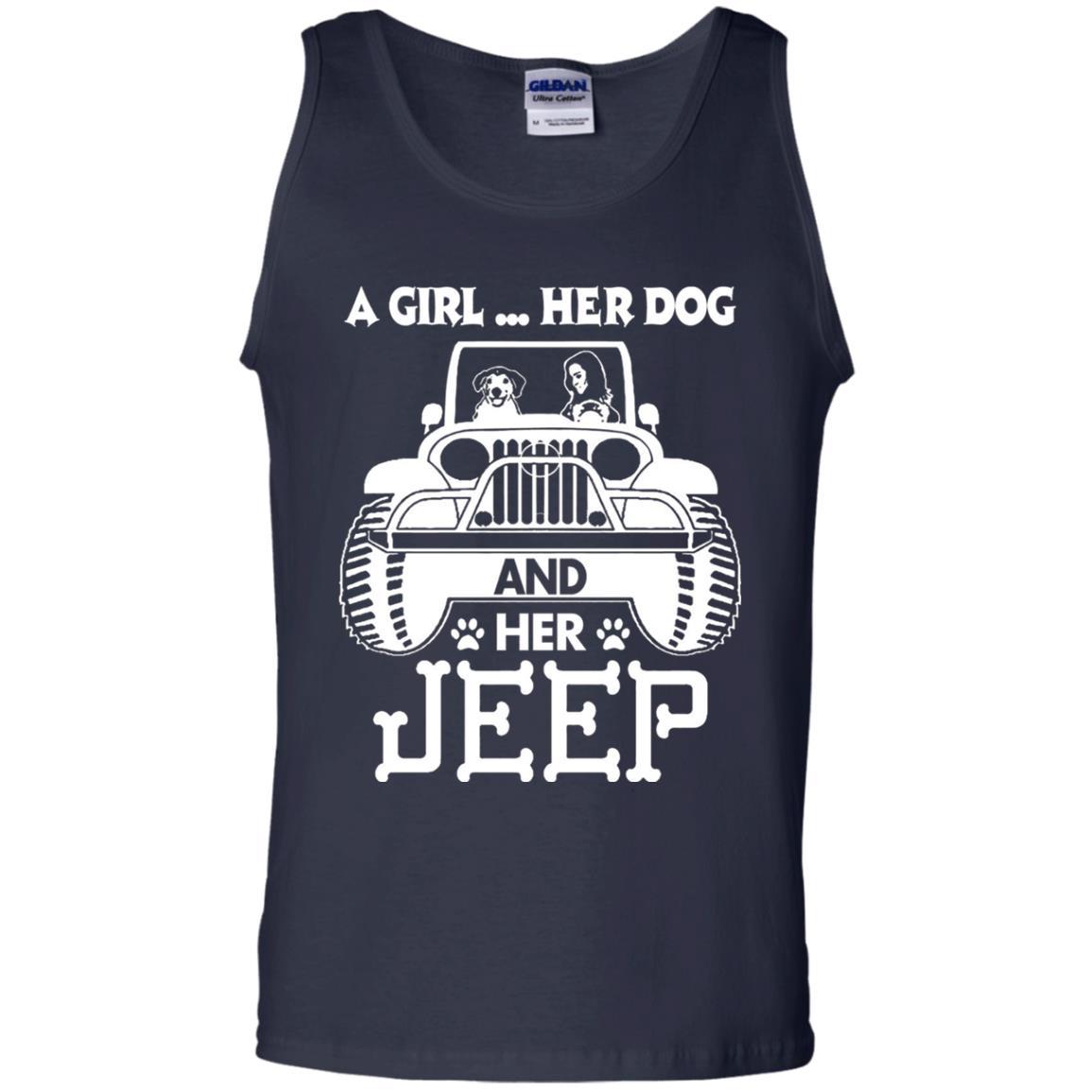 Dog Lover T-shirt A Girl Her Dog And Her Jeep Navy