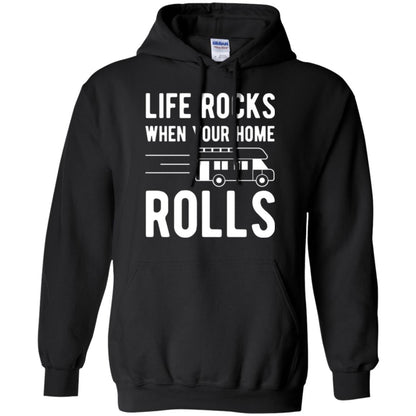 Camper Rv T-shirt Life Rocks When Your Home Roll Black