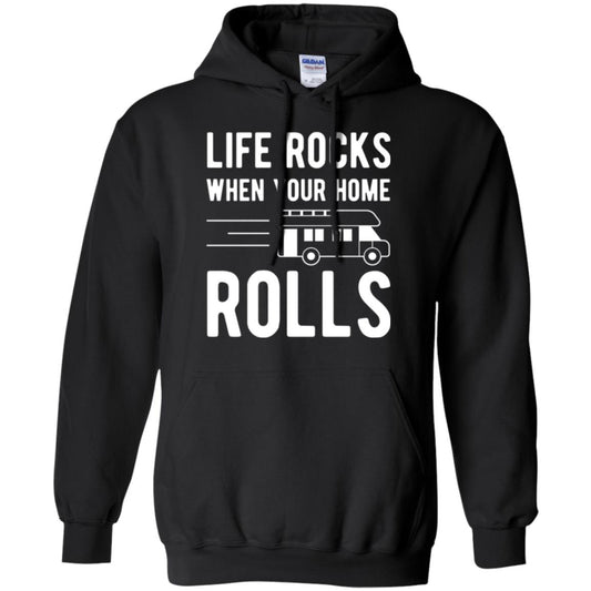 Camper Rv T-shirt Life Rocks When Your Home Roll Black