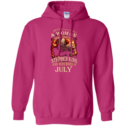 July T-shirt Never Underestimate A Woman Who Loves Stephen King Heliconia