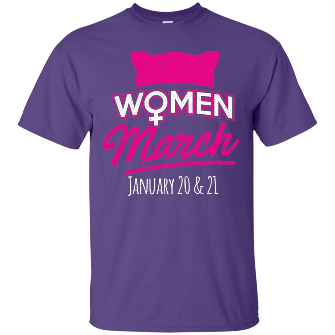 Women's Right T-shirt Women March January 2018 Pussycat Ears Hat Purple