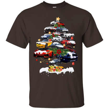 Cars Christmas Tree X-mas Gift Shirt For Mens Or Womens Dark Chocolate