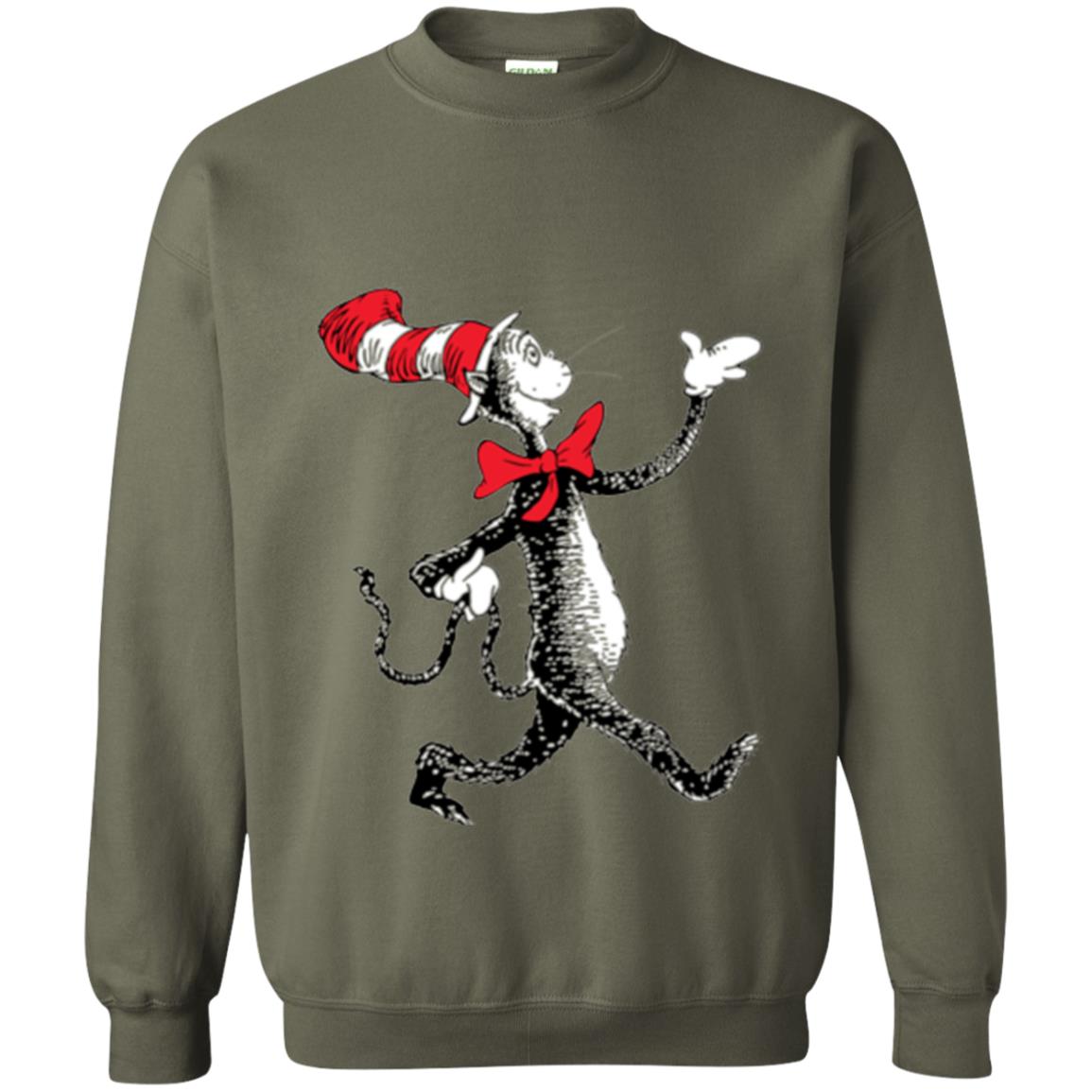 Dr. Seuss Strolling Cat Autism Awareness T-shirt Military Green