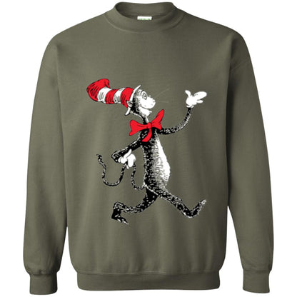 Dr. Seuss Strolling Cat Autism Awareness T-shirt Military Green