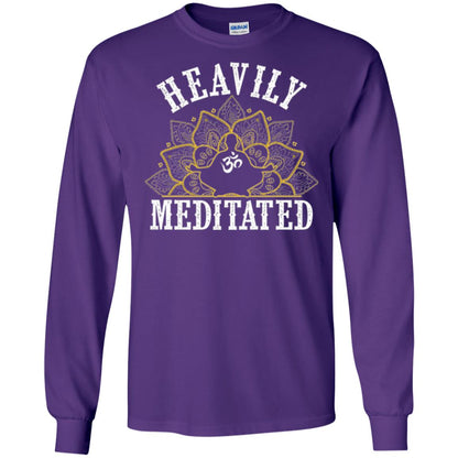 Funny Heavily Meditated Yoga Meditation T-shirt Purple
