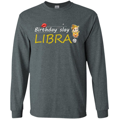 Cute Libra Girl Birthday Lip Slay T-shirt Dark Heather