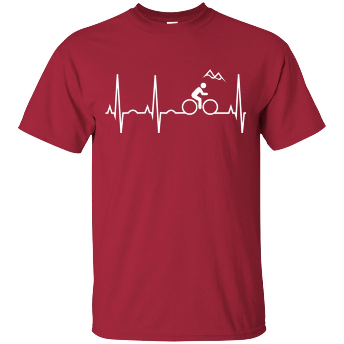 Mountain Bike Heartbeat Mountain Biking T-shirt Cardinal
