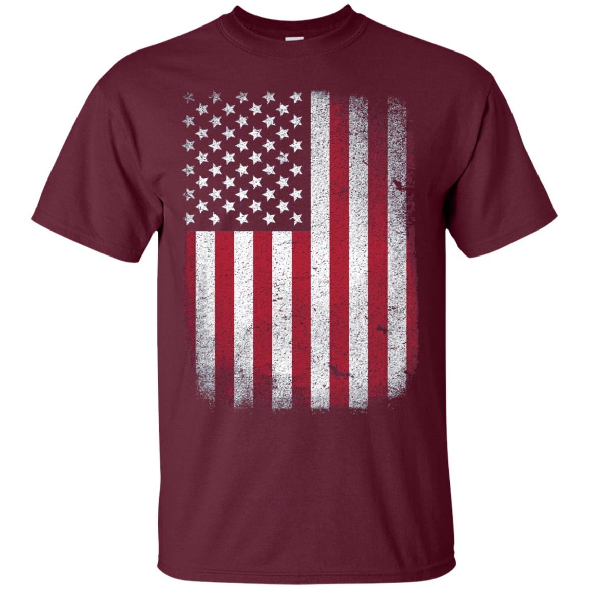 Usa Flag T-shirt 4th July Maroon