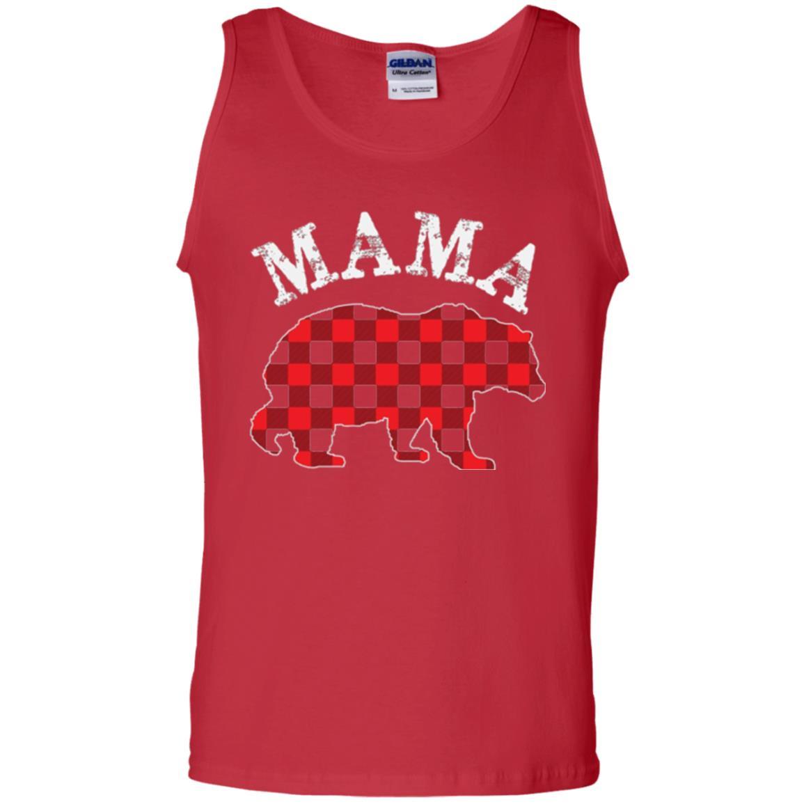 Mama T-shirt Red Plaid Mama Bear Red