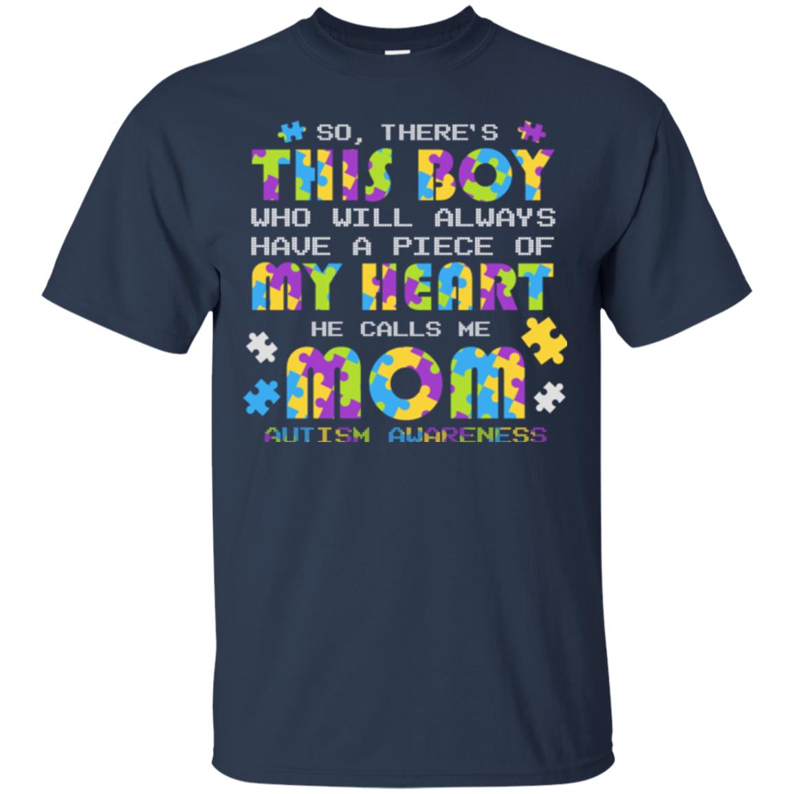 He Calls Me Mom Autism Awareness Gift Shirt For Mom Navy