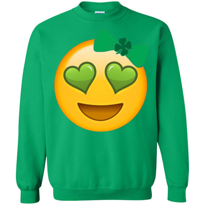 Emoji Green Heart Eyes Bow Saint Patricks Day Shirt For Girls Irish Green