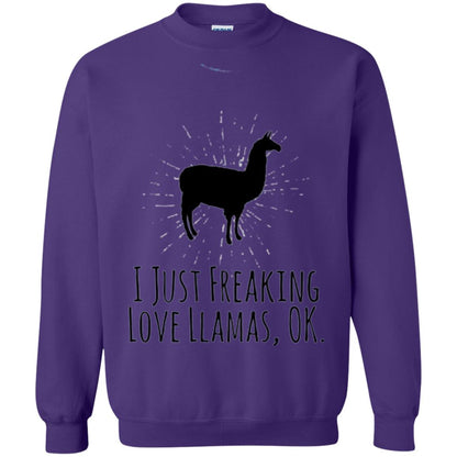 Funny Llama Lovers T-shirt I Just Freaking Love Llamas Ok Purple