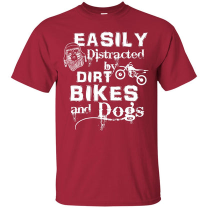 Dogs And Bikes Lover T-shirt Easily Distracted By Dirt Bikes And Dogs Cardinal
