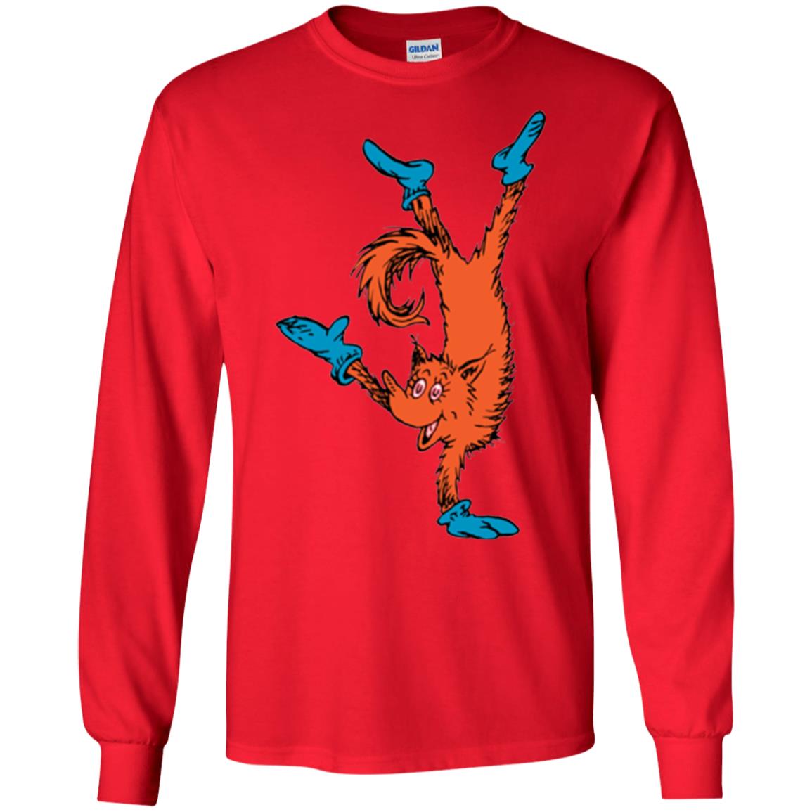 Dr. Seuss Fox In Socks Handstand Book Lover T-shirt Red
