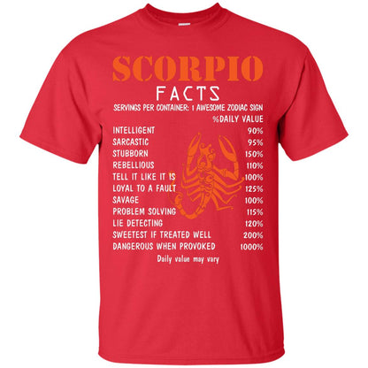 Scorpio Facts 1 Awesome Zodiac Sign Gift Shirt For Scorpio Horoscope Red