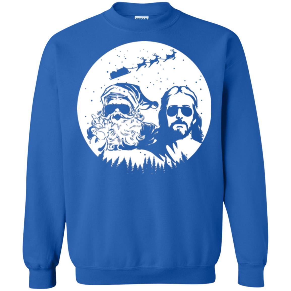 Christmas T-shirt Jesus And Santa Claus Royal