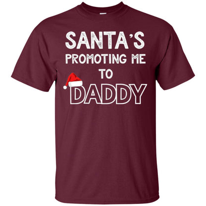 Pregnancy Announcement T-shirt Santa Promoting Me To Daddy Maroon