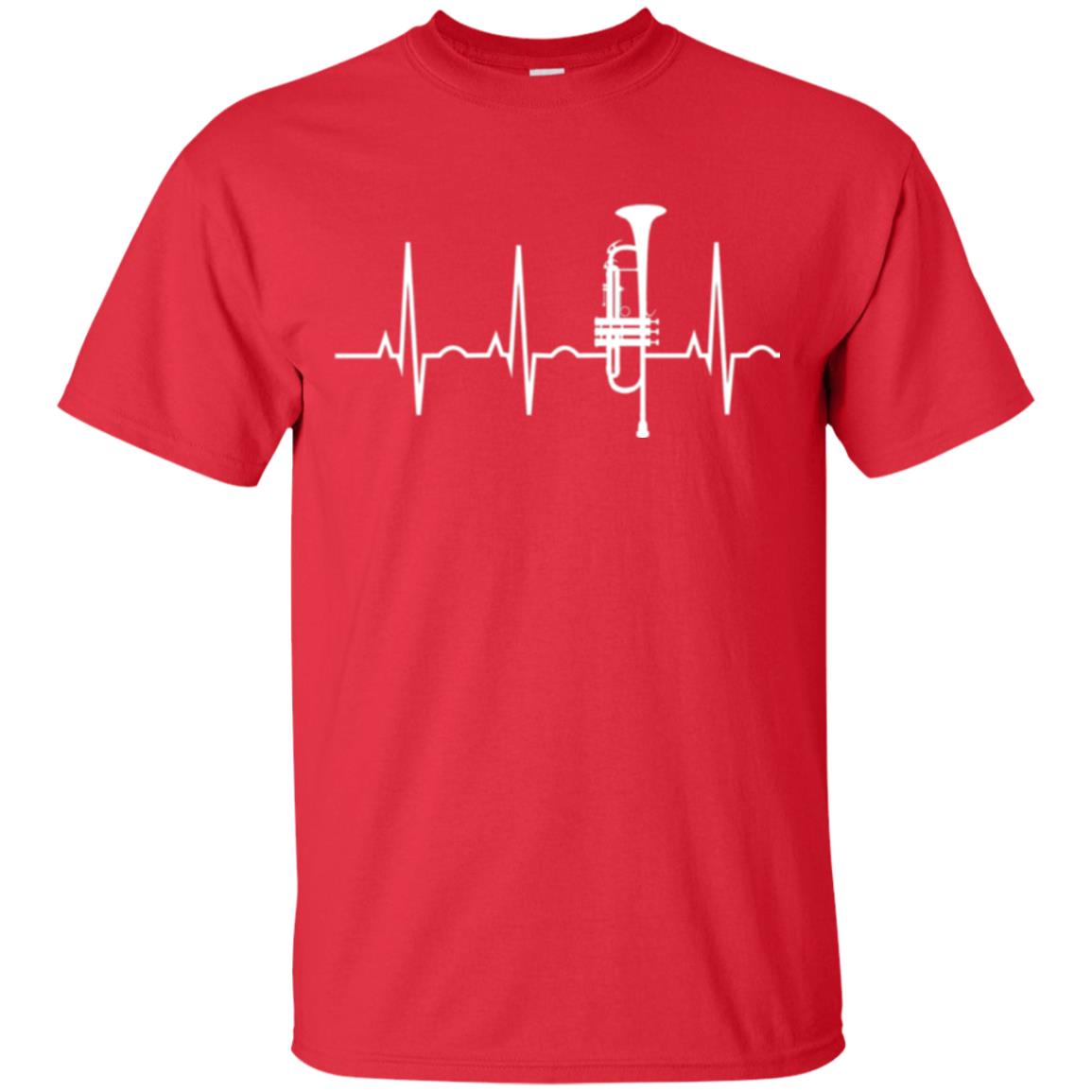 Trumpet Lovers T-shirt Trumpet Heartbeat Red