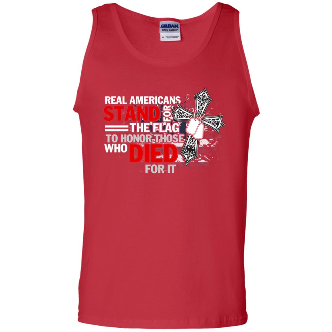 Real Americans Stand For The Flag To Honor Those Who Died For It Veteran Shirt Red