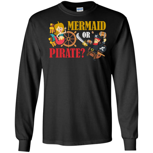 Mermaid Or Pirate Gift Shirt For Boys And Girls Black