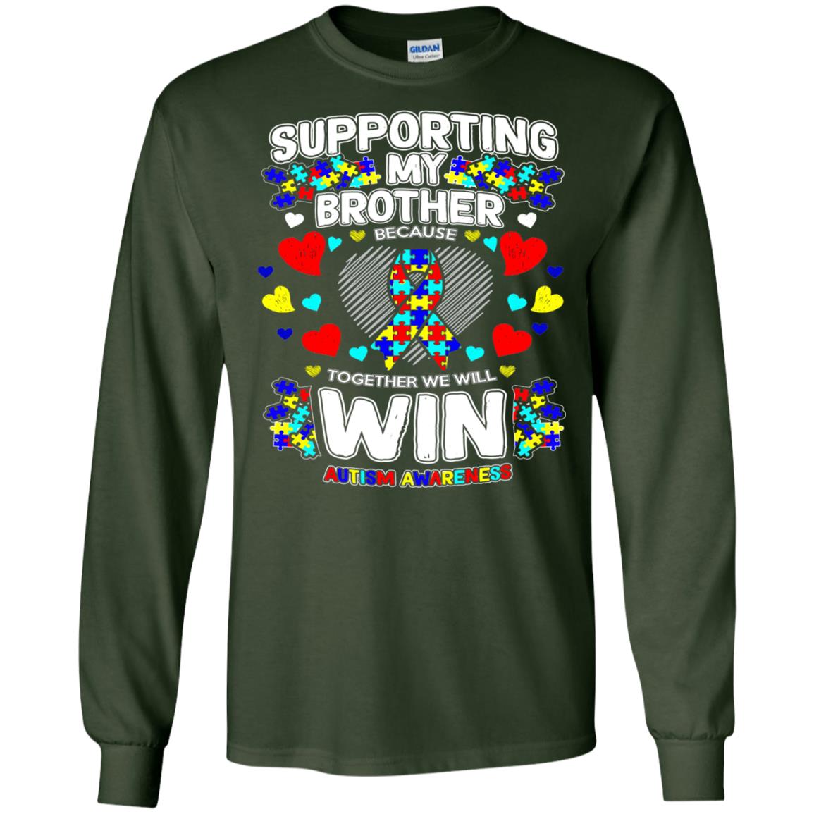 Autism Awareness Shirts For Supporting My Brother Forest Green