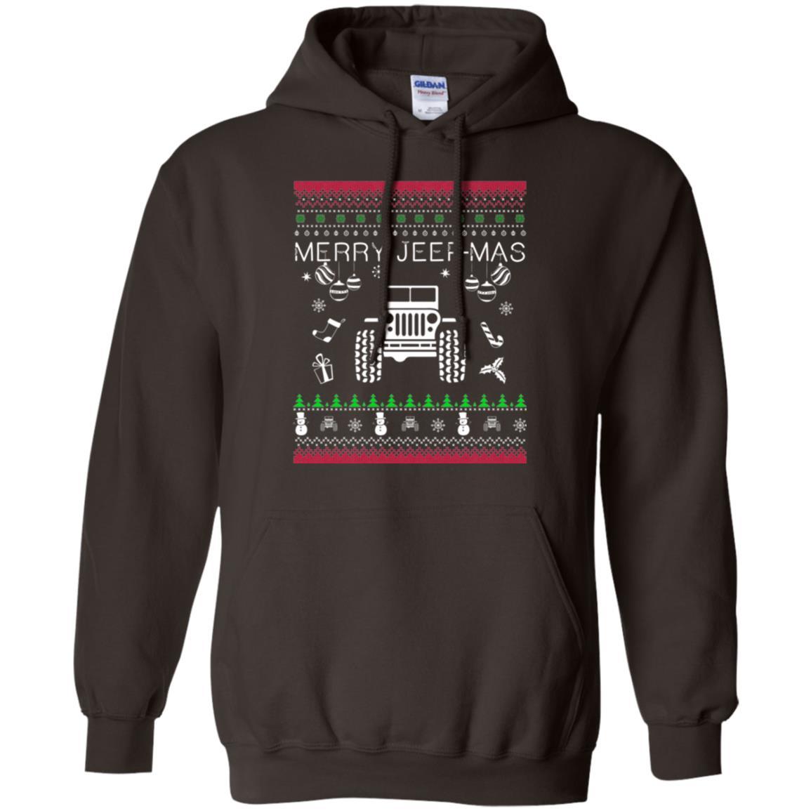 Christmas T-shirt Mery Jeep-mas Jeep Ugly Dark Chocolate