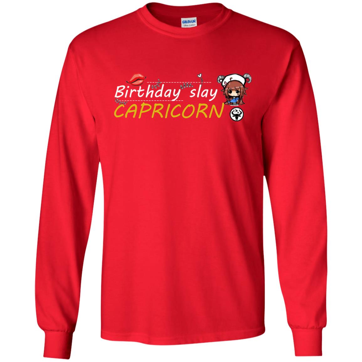 Cute Capricorn Girl Birthday Lip Slay T-shirt Red