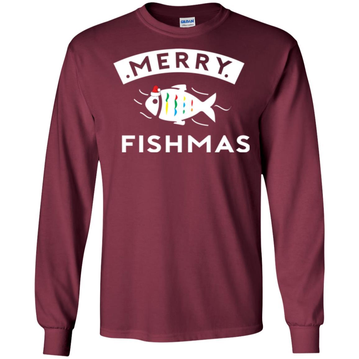 Merry Christmas Fisherman T-shirt Merry Fishmas Maroon