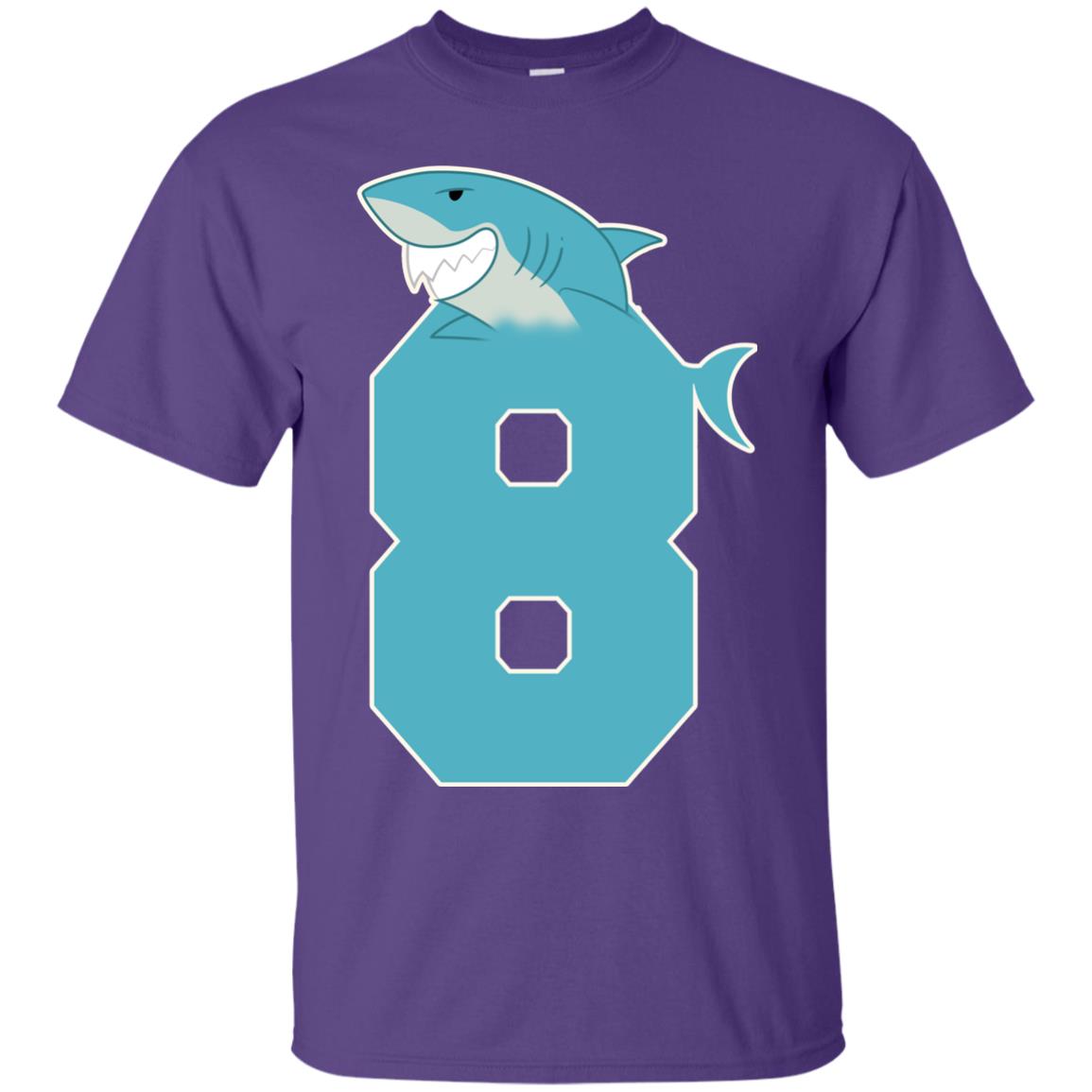 8th Birthday Shark Party Shirt Purple