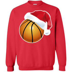 Basketball With Santa Claus Hat X-mas Shirt For Basketball LoversG180 Gildan Crewneck Pullover Sweatshirt 8 oz.