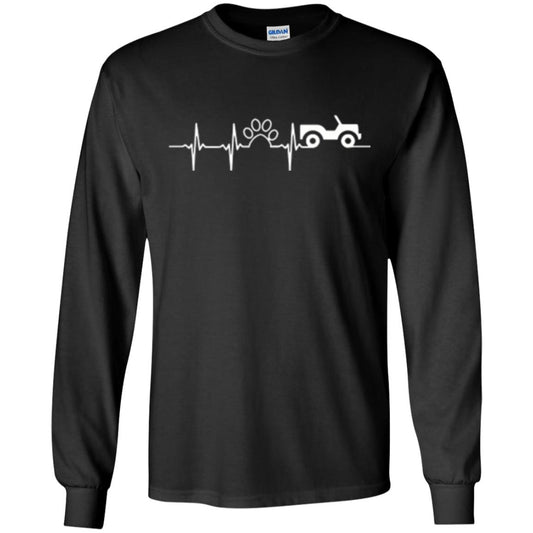Cat Lovers T-shirt Jeep And Paw Heartbeat Black