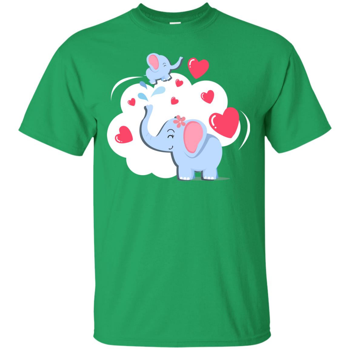 Mothers Day On 13th Of May Elephant Mom And Kid Shirt Irish Green