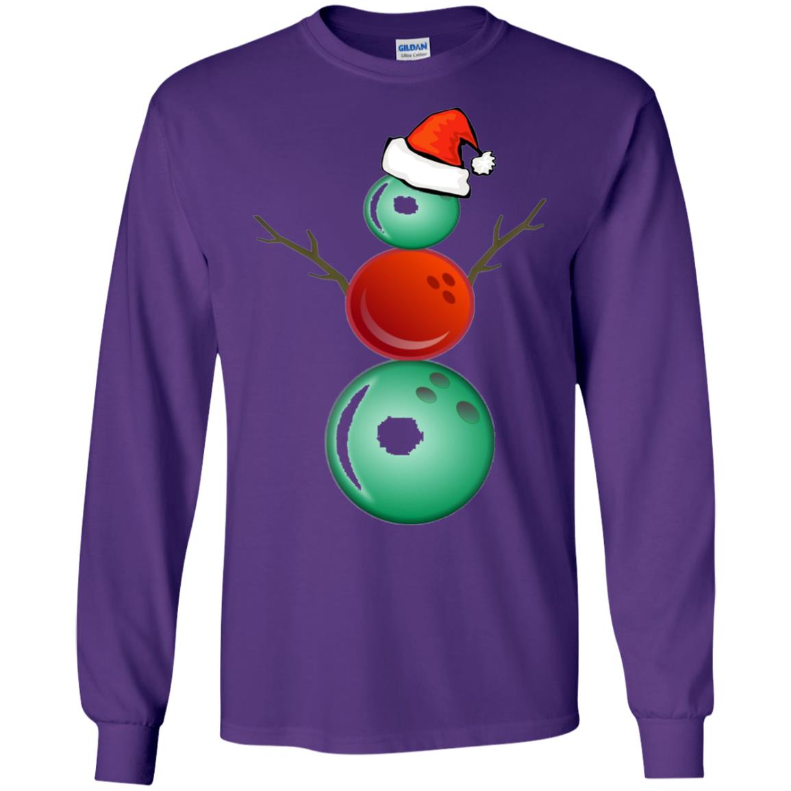 Funny Christmas Shirts Bowling Snowman Purple